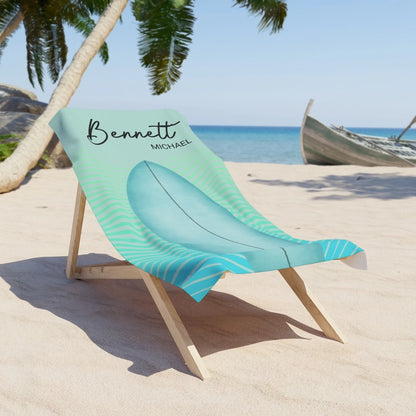 Hang Ten Surfing Name Towel - Blue 60x30 Premium Texture Lifestyle