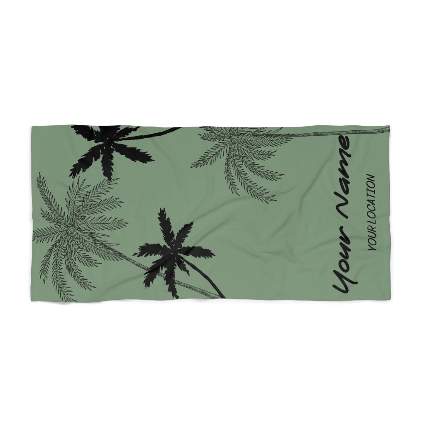 Breezy Palms Name Towel - Green 60x30 Premium Seamless Texture