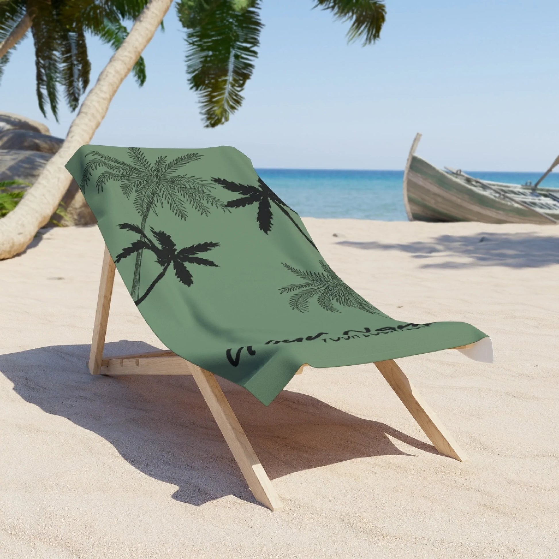 Breezy Palms Name Towel - Green 60x30 Premium Seamless Lifestyle
