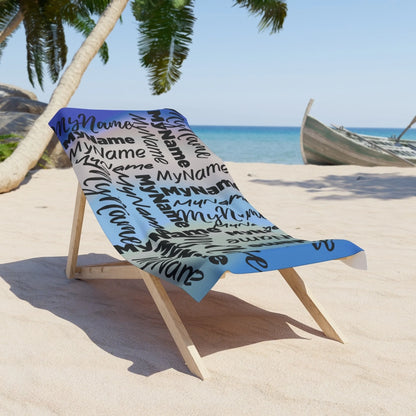 Repeating Name Towel -Blue 60x30 Premium Texture LIfestyle