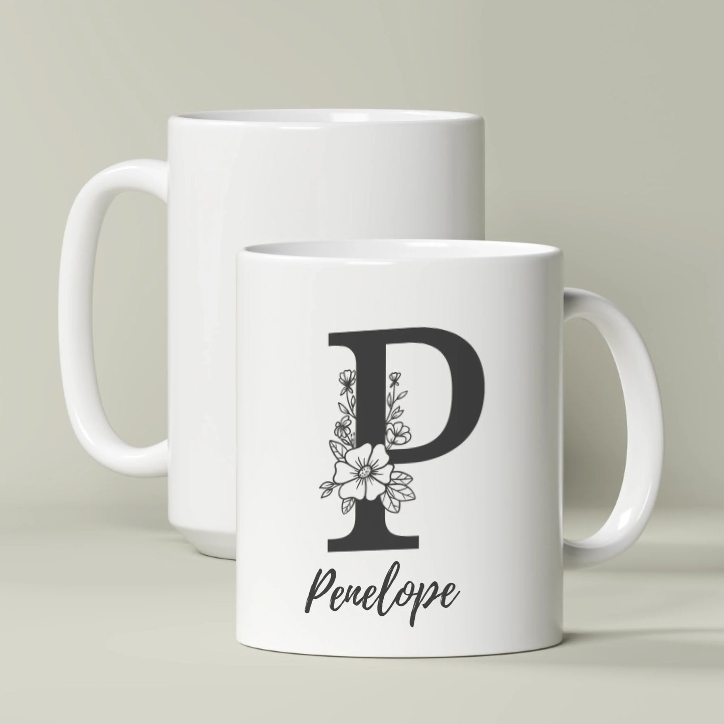 Floral Name Monogram Name Mug