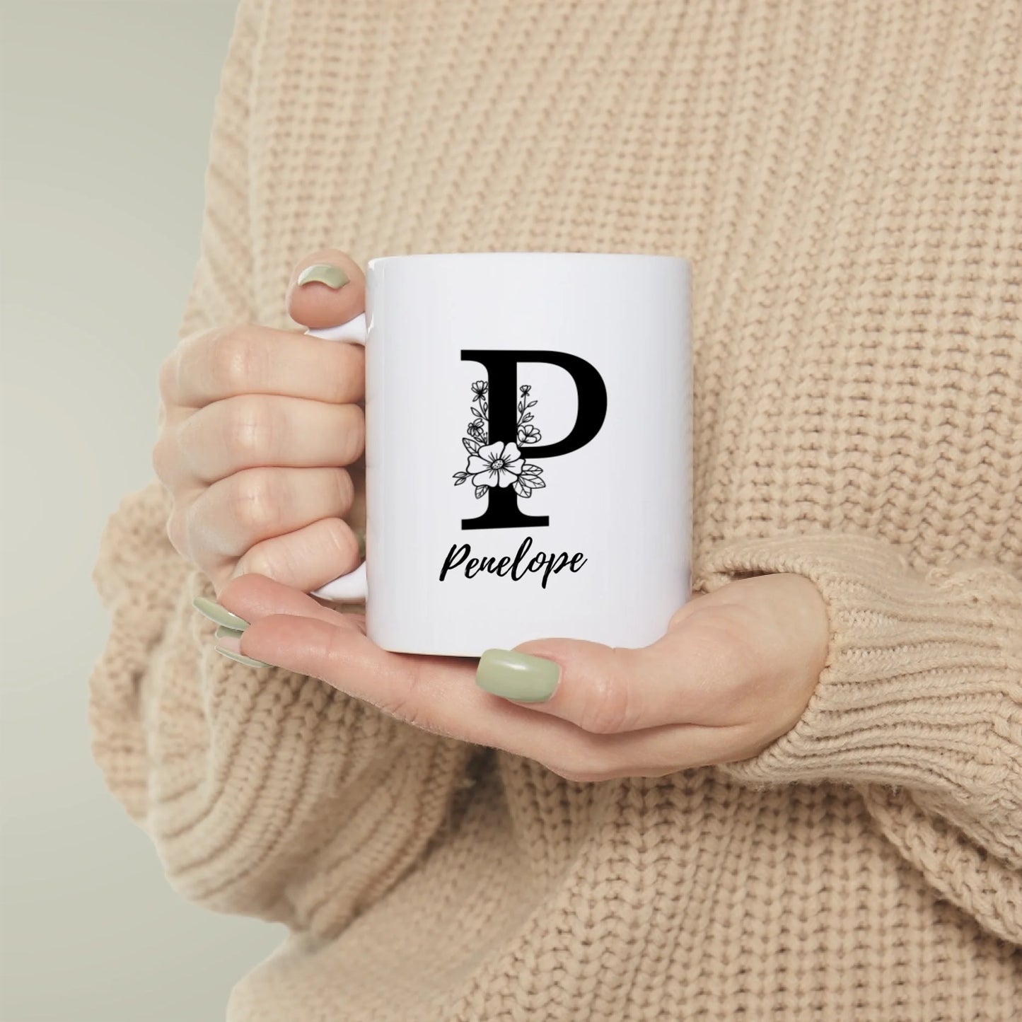 Floral Name Monogram Name Mug