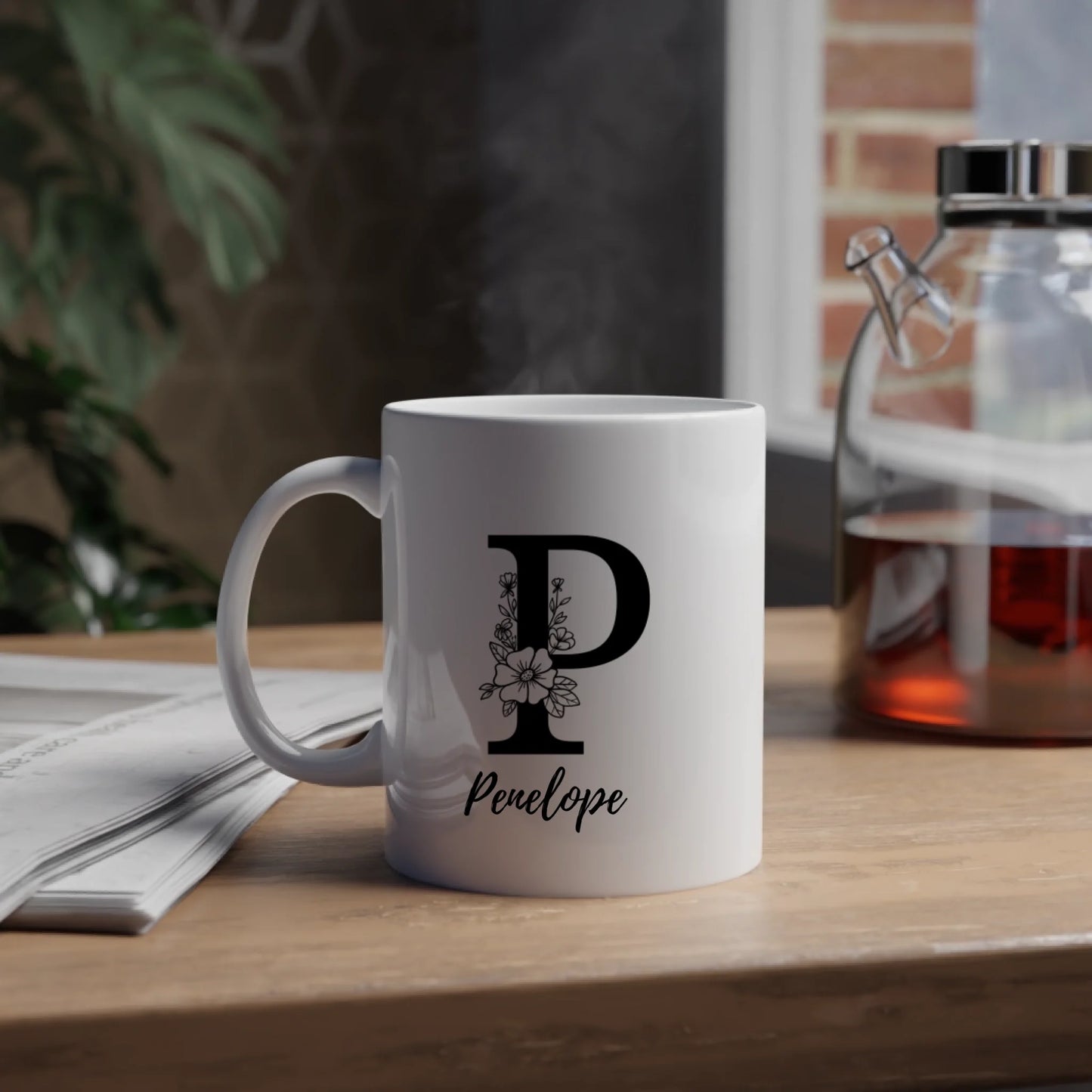 Floral Name Monogram Name Mug