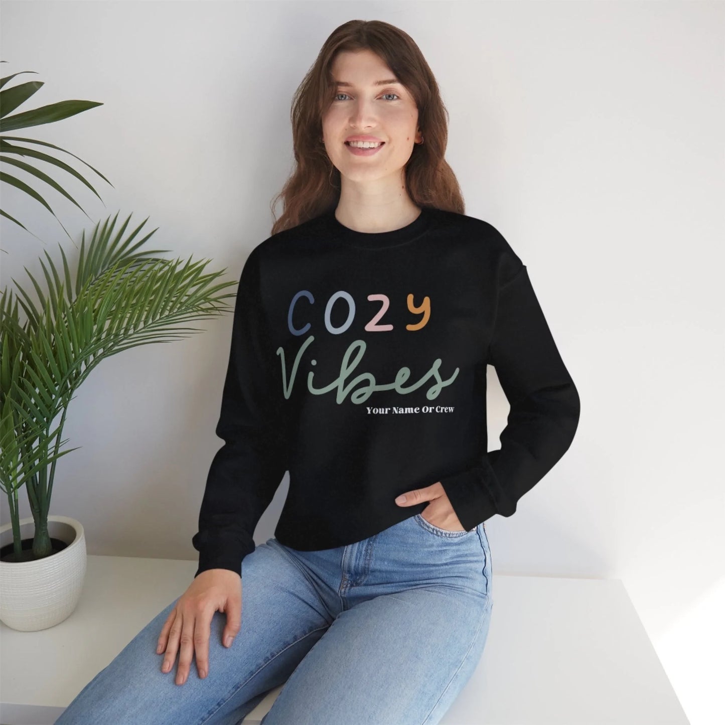 Cozy Vibes Sweatshirt Black Lifestyle- Final Art