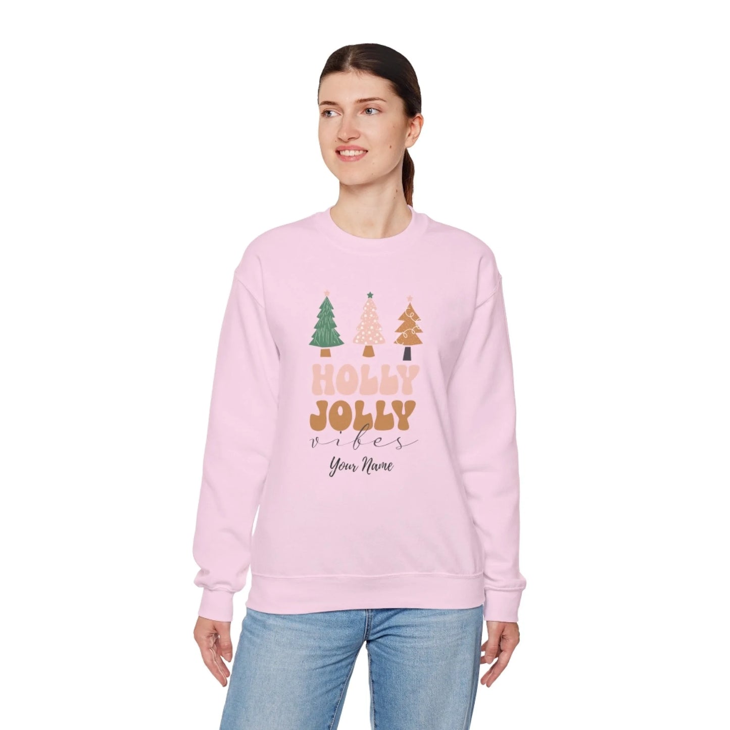 Holly Jolly Name Sweatshirt Final Art Pink