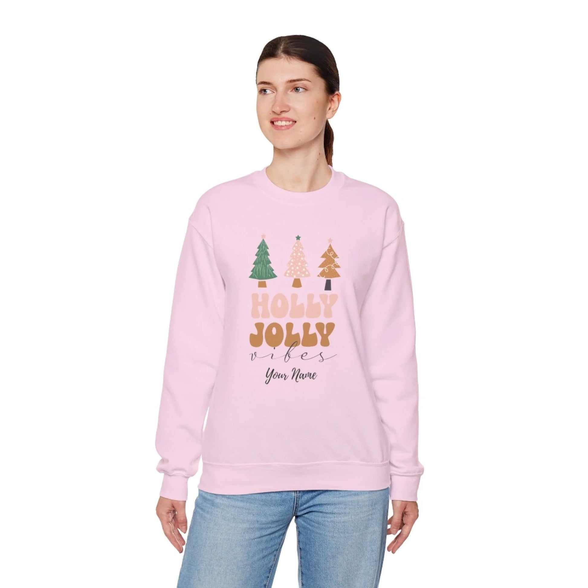 Holly Jolly Name Sweatshirt Final Art Pink