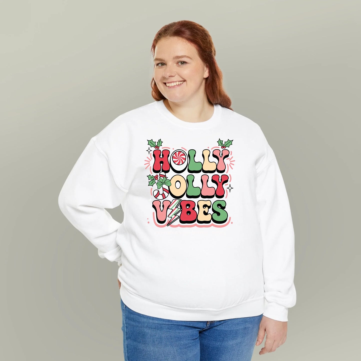Personalized Holly Jolly Vibes Name Sweatshirt