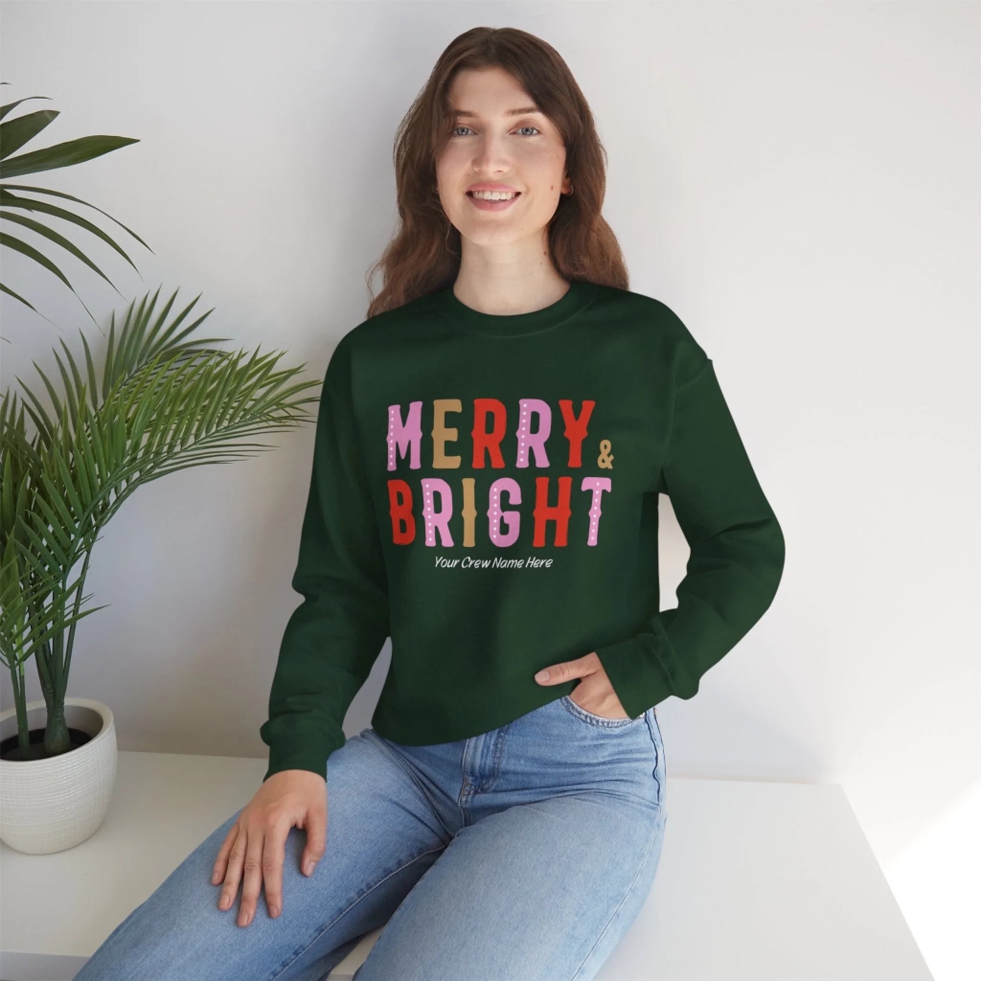 Merry & Bright Sweatshirt Template Art Red Lifestyle Sweatshirt