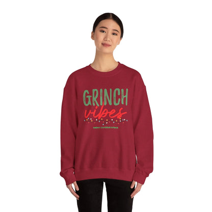 Grinch Vibes Template Test - Red Sweatshirt Lifestyle