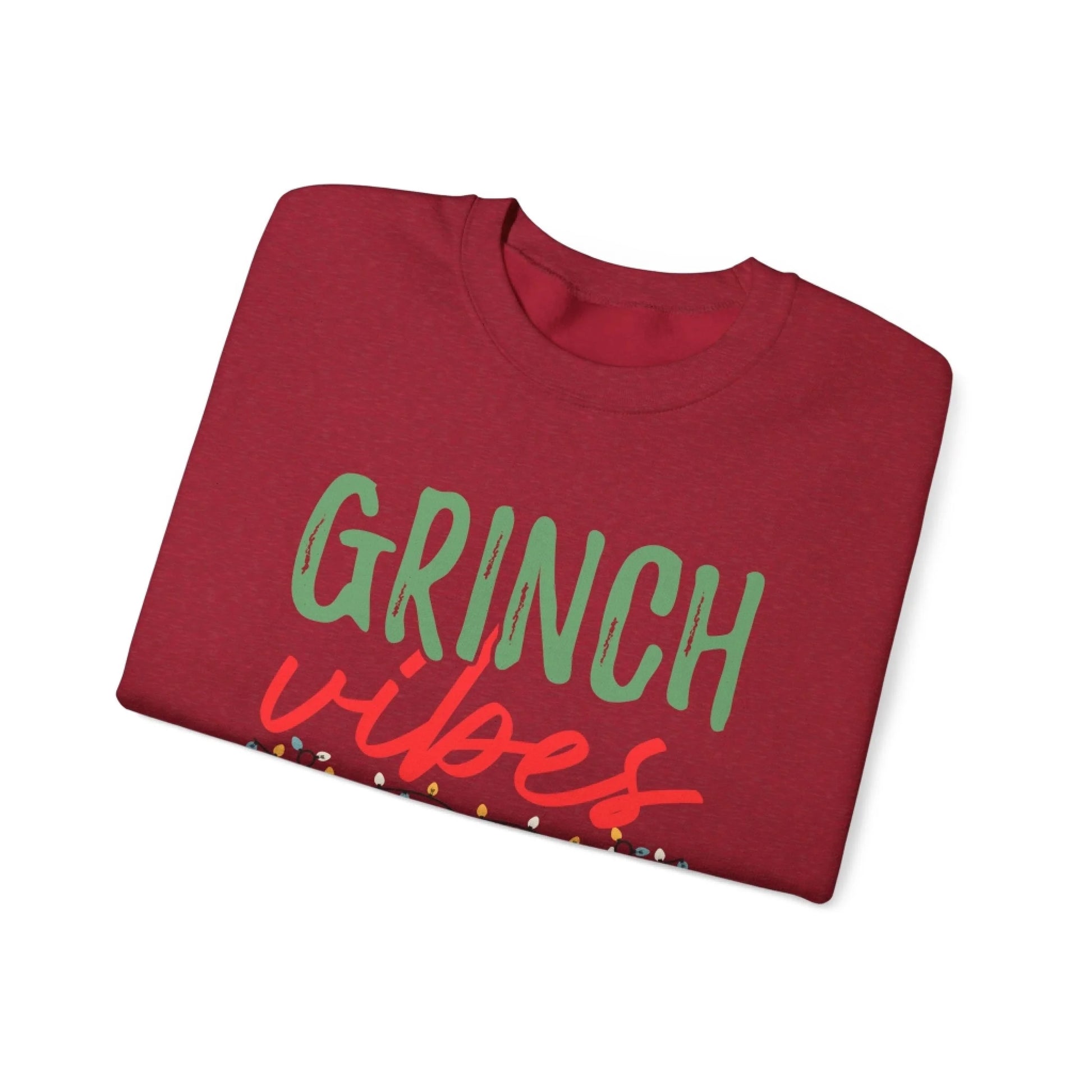 Grinch Vibes Template Test - Red Sweatshirt Folded