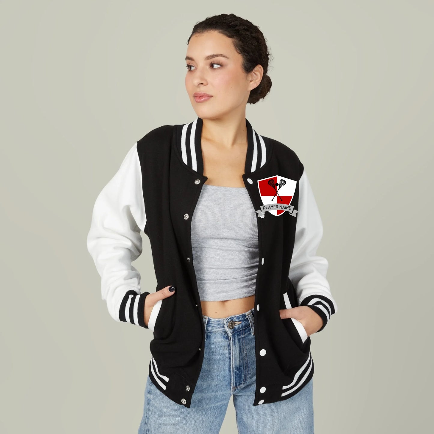Personalized Lacrosse Star Icon Unisex Letterman Jacket