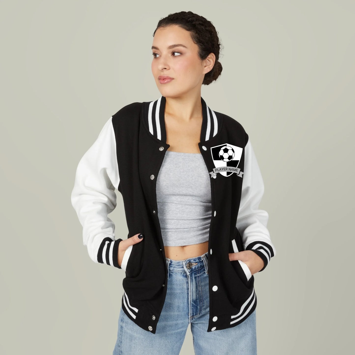 Personalized Soccer Star Unisex Letterman Jacket