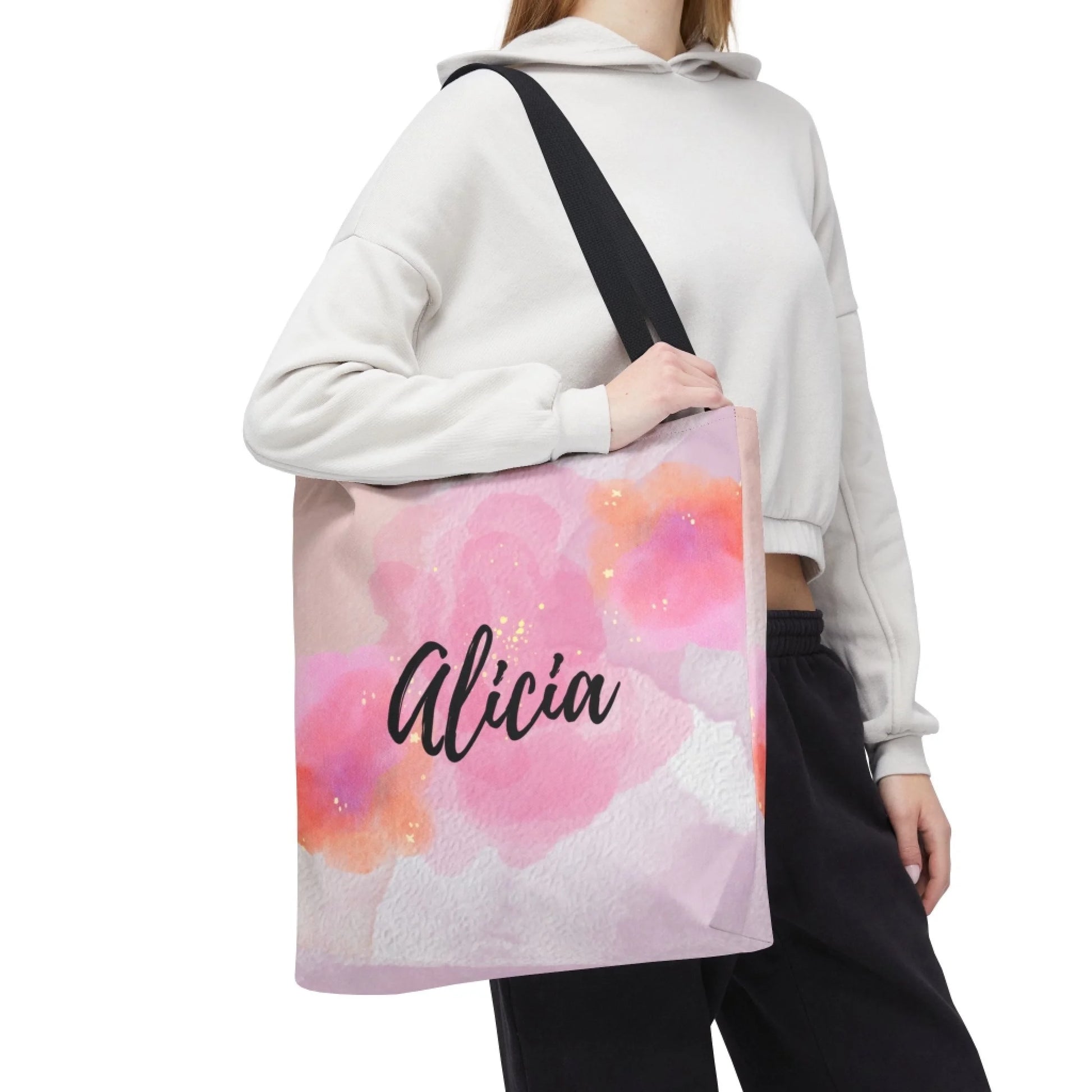 Watercolor Name Tote Bag - 18x18 Pink - Lifestyle PZ