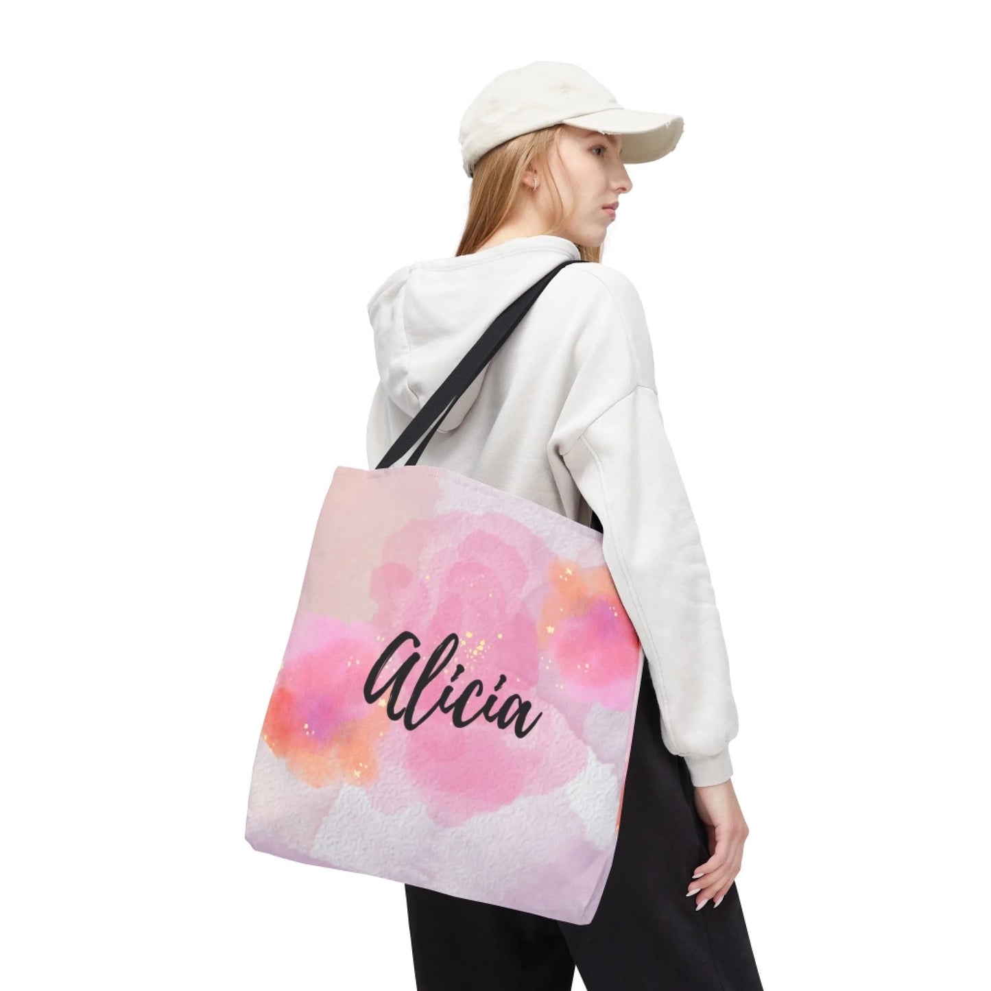 Watercolor Name Tote Bag - 18x18 Pink - Lifestyle PZ 2