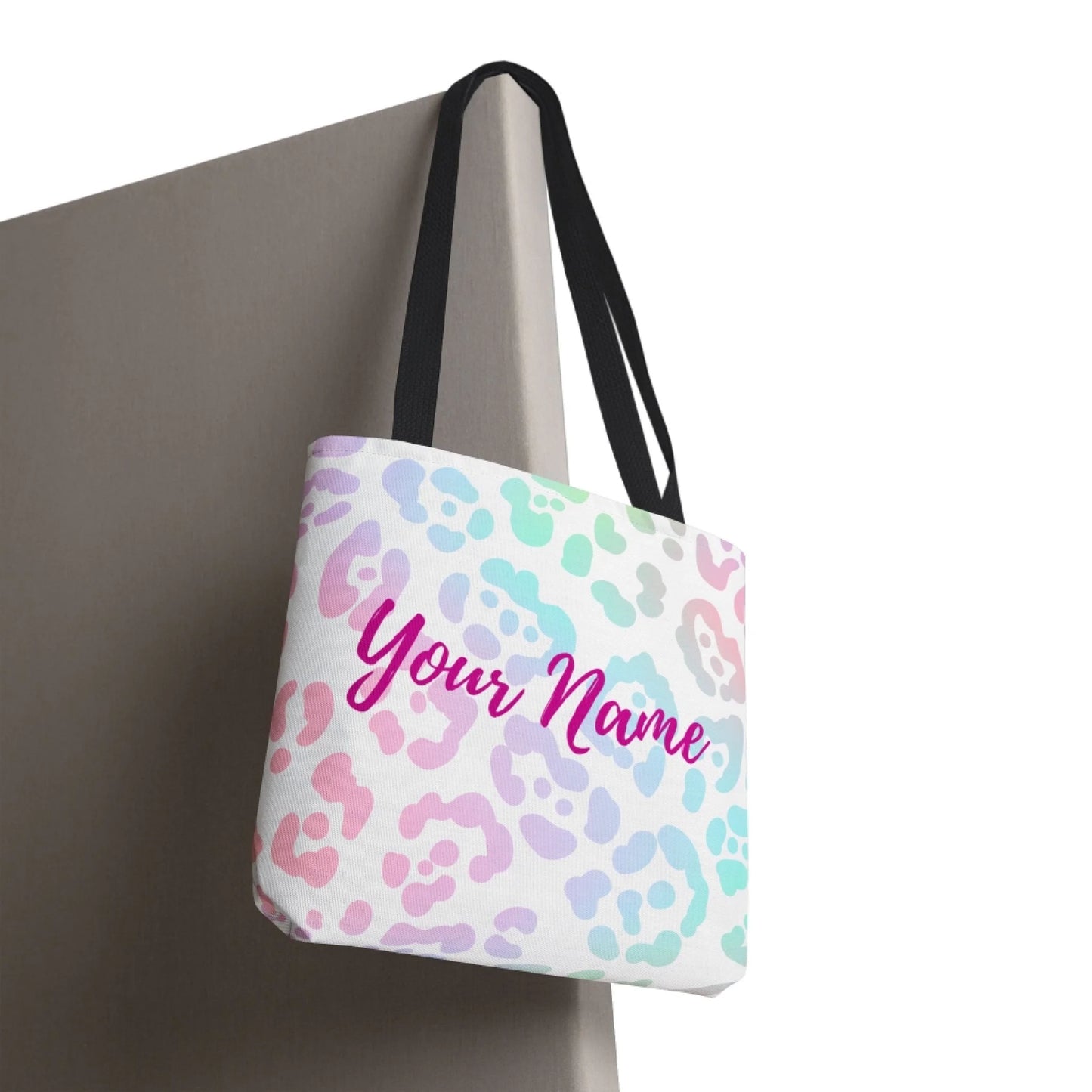 Rainbow Leopard 18x18 Tote Bag Personalized Your Name 16x16 - Copy
