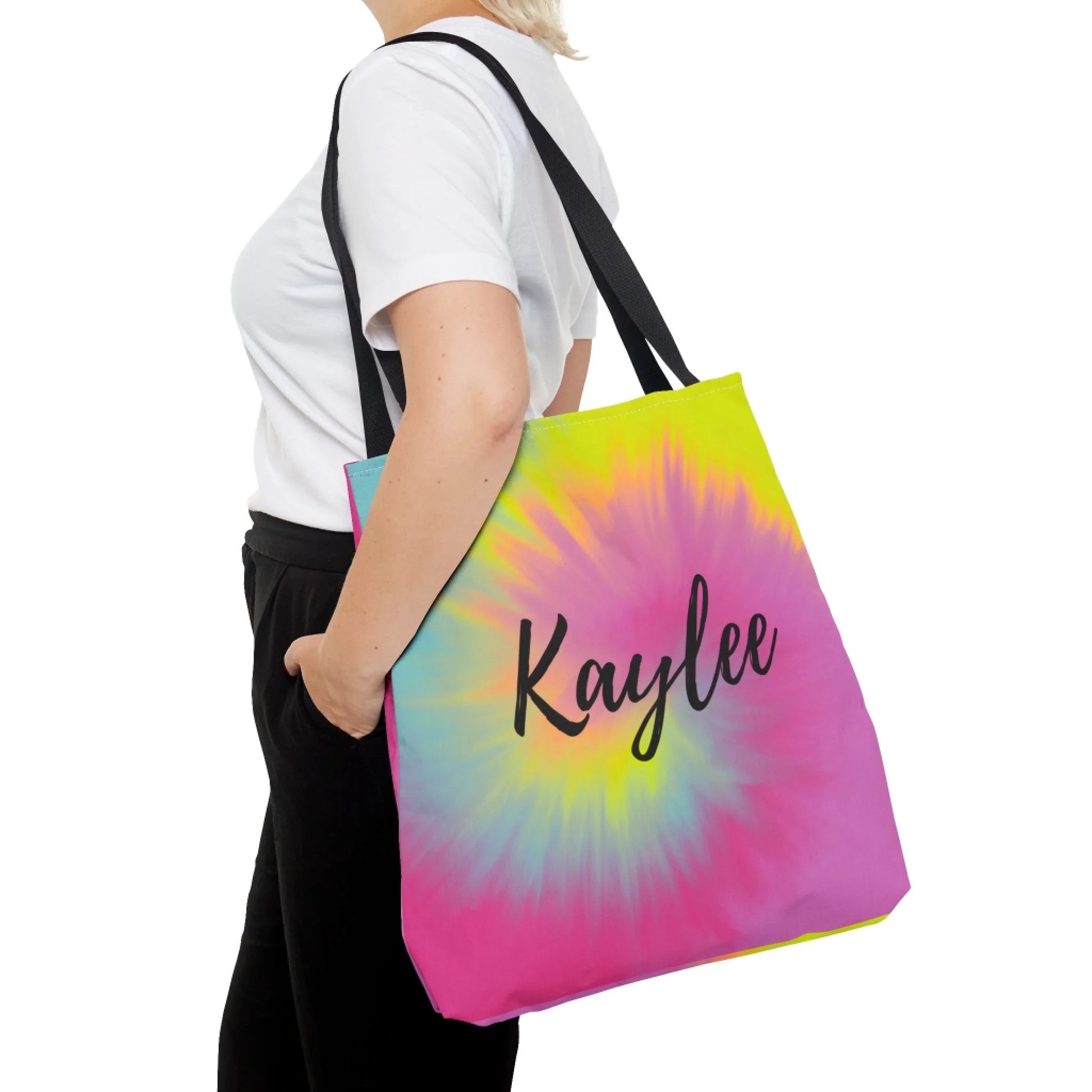 Tie Dye Name Burst Tote Bag 18x18 Print Test Seamless Lifestyle