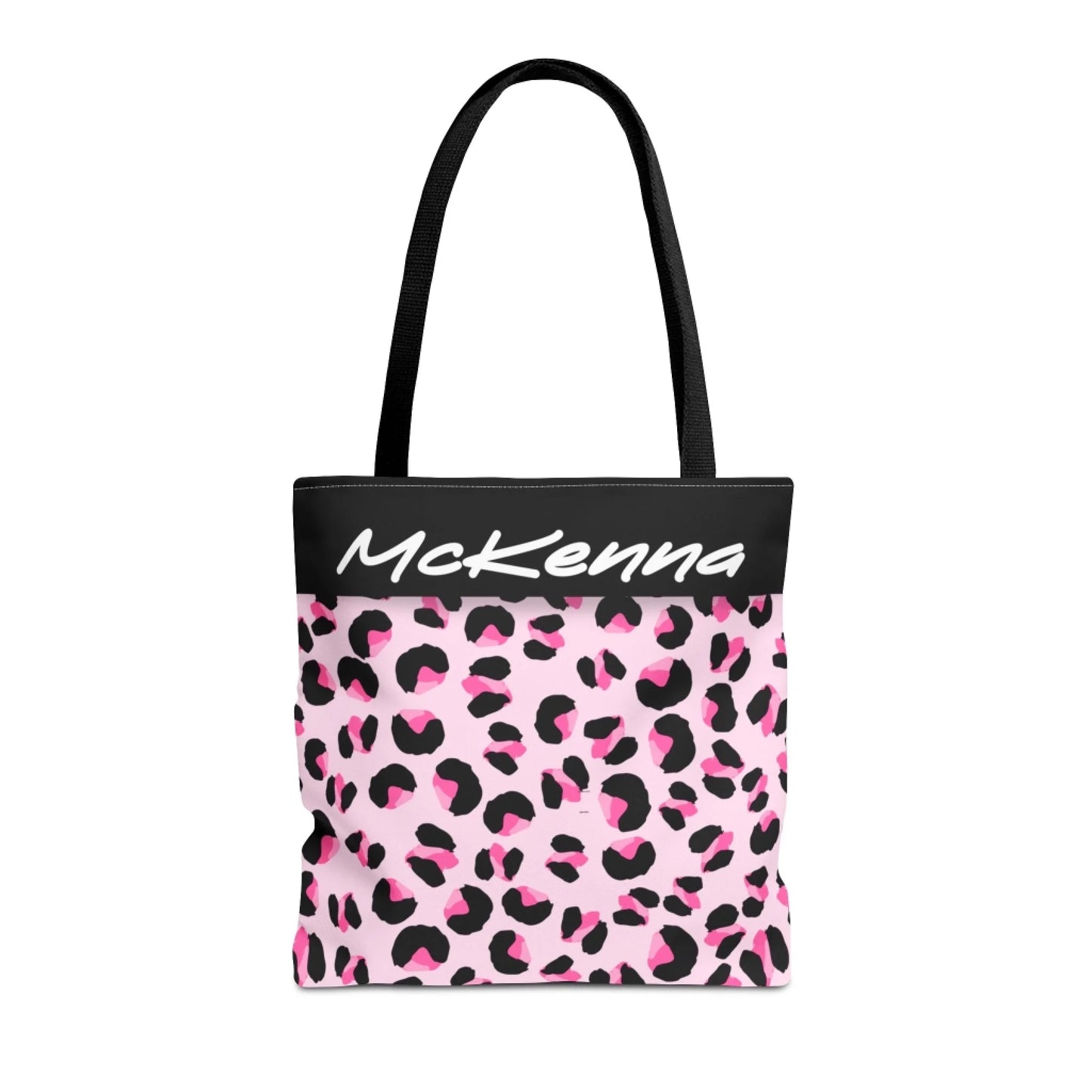 Pretty in Pink Leopard Name Print Tote Bag - 16x16 Design Seamless