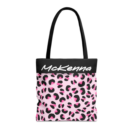Pretty in Pink Leopard Name Print Tote Bag - 16x16 Design Seamless
