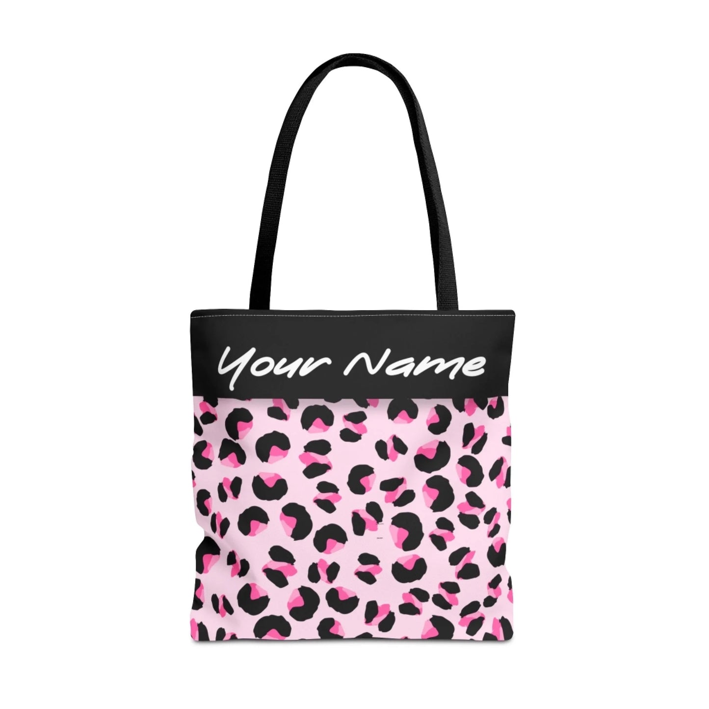 Pretty in Pink Leopard Name Print Tote Bag - 18x18 Design Seamless