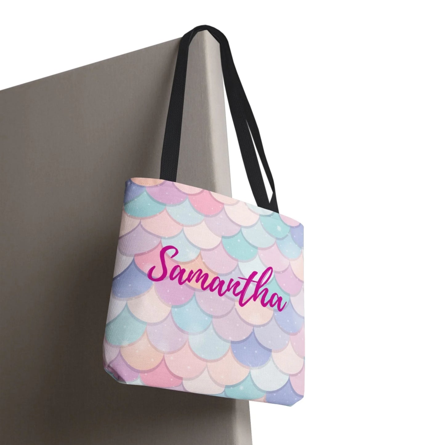 Mermaid Shimmer Tote Bag - Pink 16x16 Lifestyle