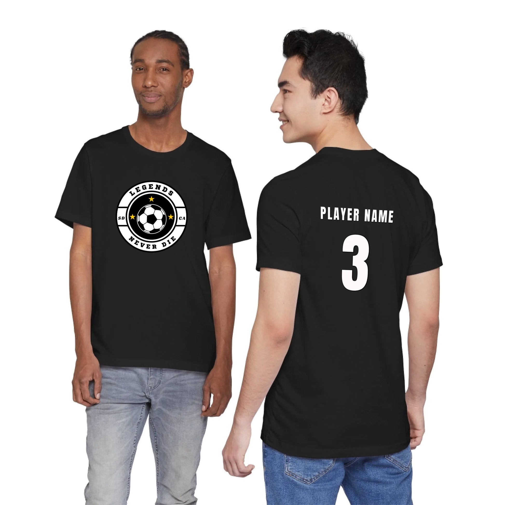Unisex Jersey T-Shirt - Black Front Seamless Front Back