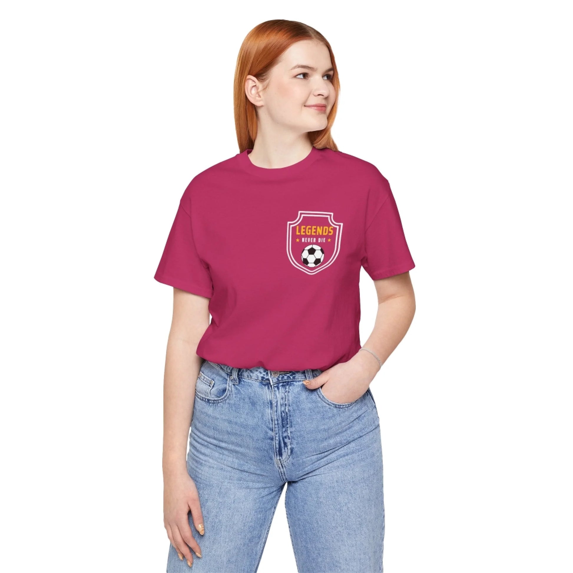 Soccer Crest Unisex T-Shirt PZ art front pink lifestyle
