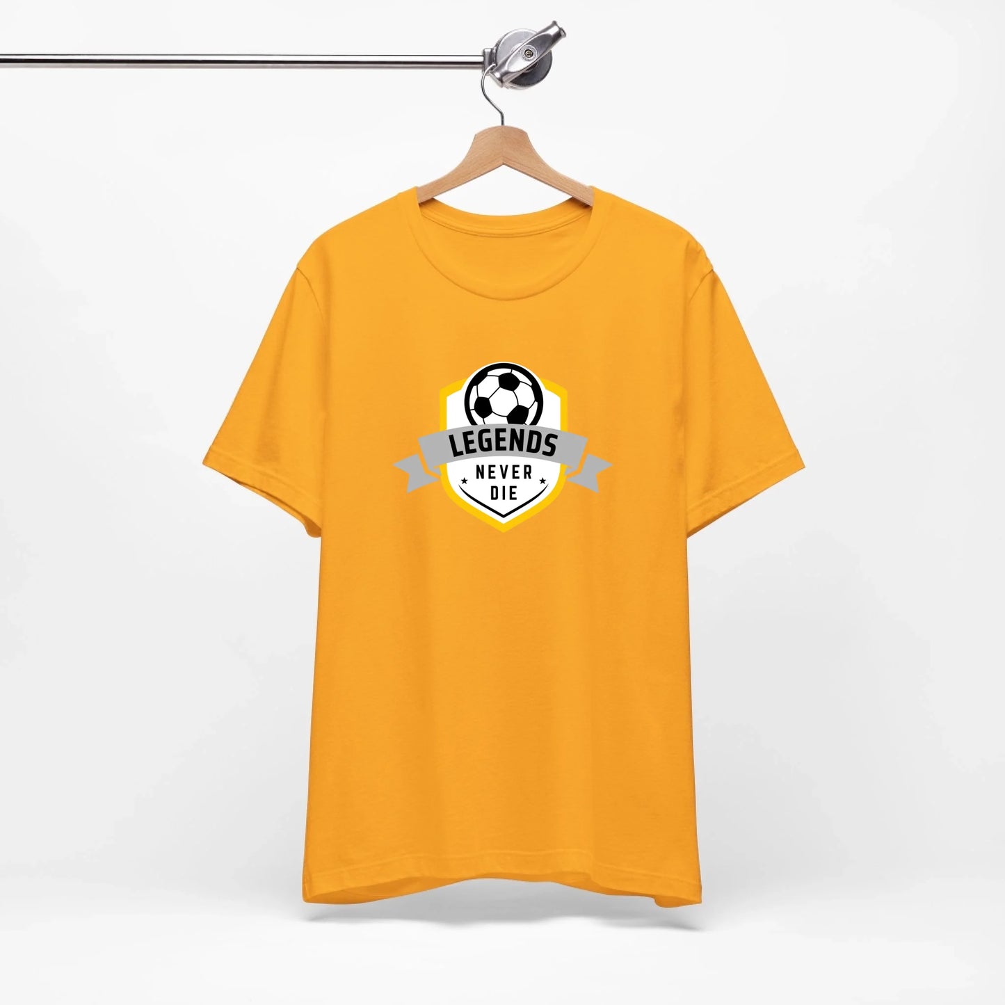 Unisex Jersey T-Shirt - Gold Front Seamless Hanging