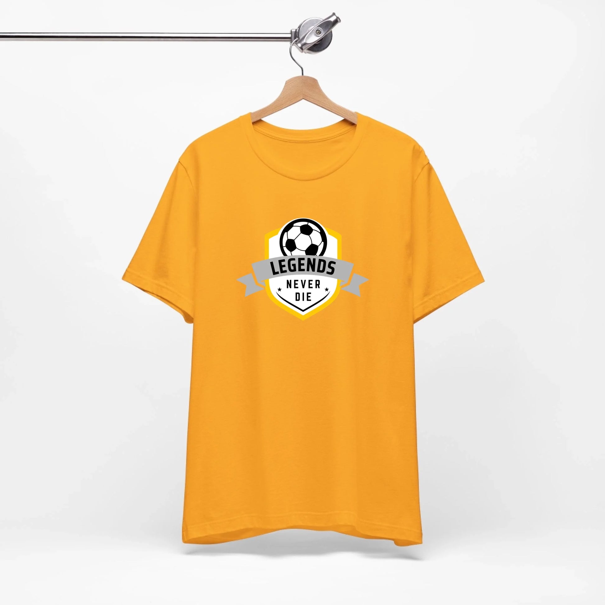 Unisex Jersey T-Shirt - Gold Front Seamless Hanging