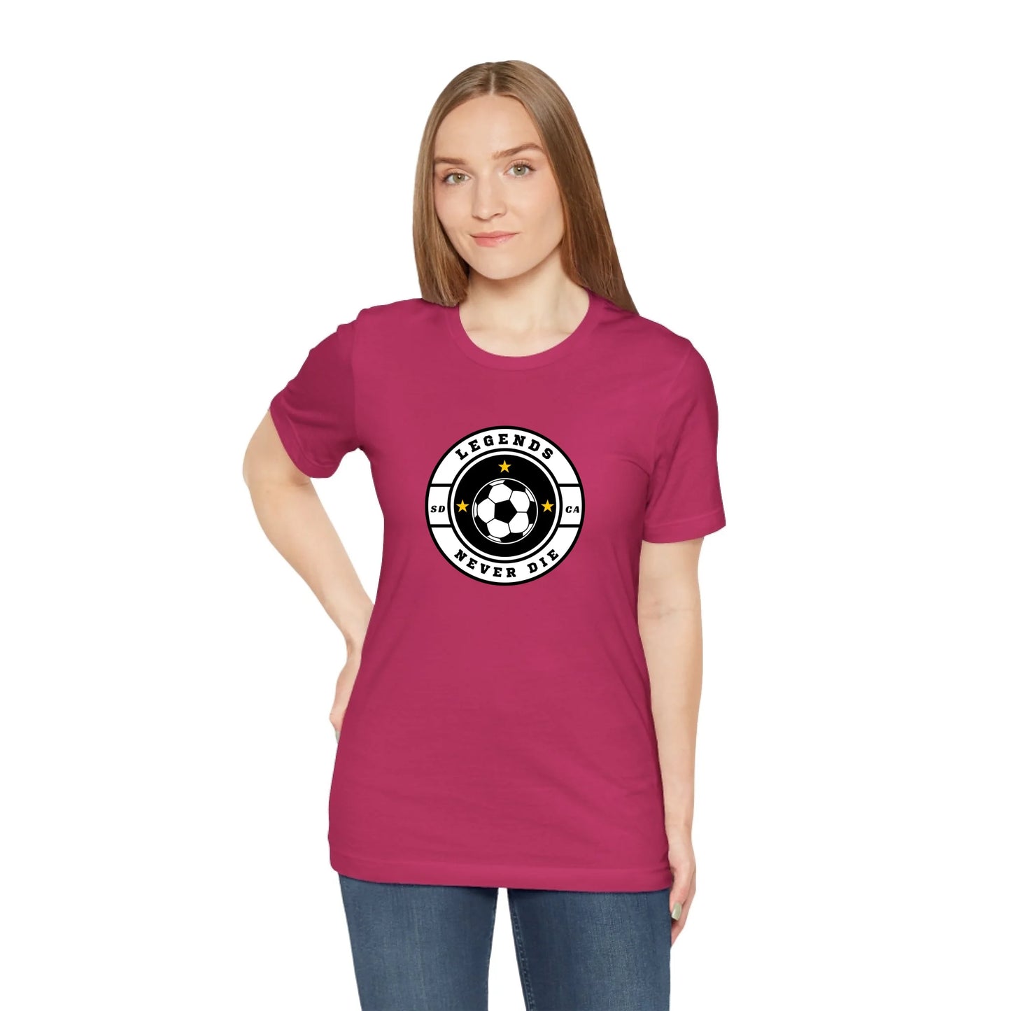 Unisex Jersey T-Shirt - Pink Front Seamless Front Lifestyle