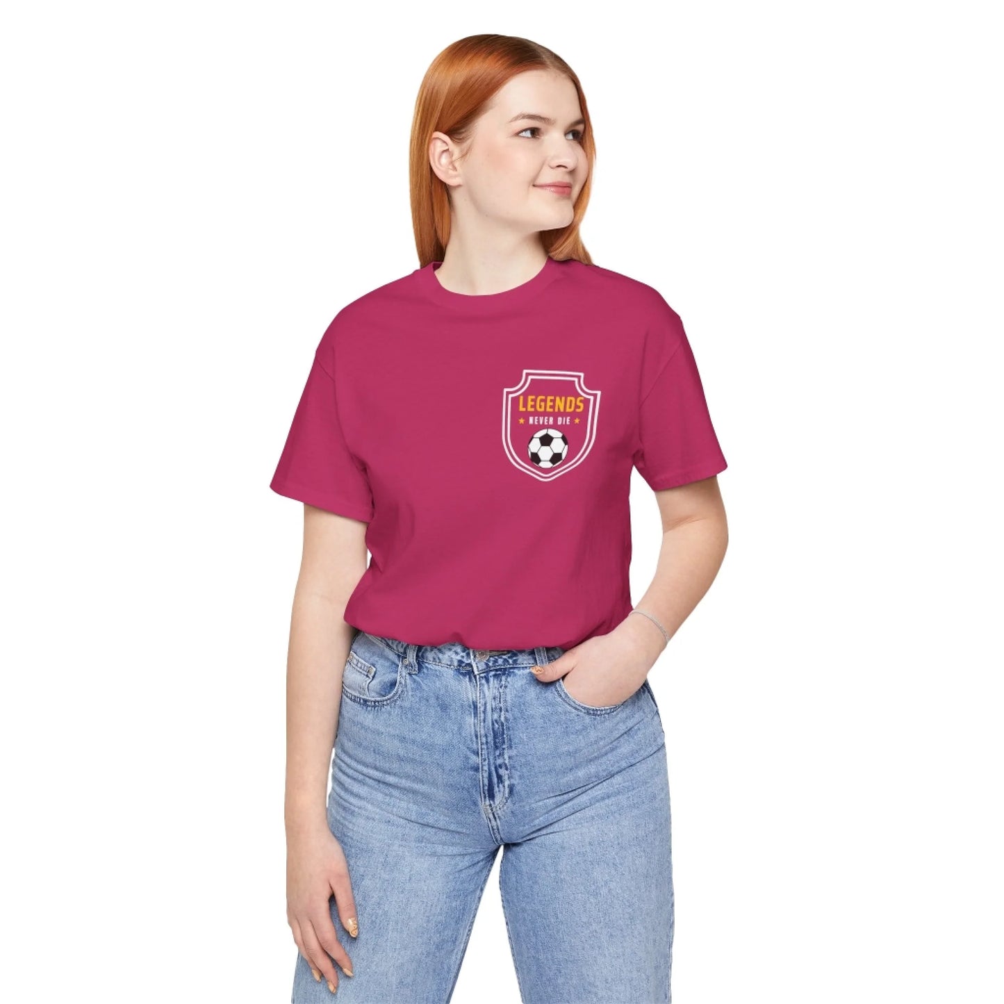 Soccer Crest Unisex T-Shirt PZ art front pink lifestyle