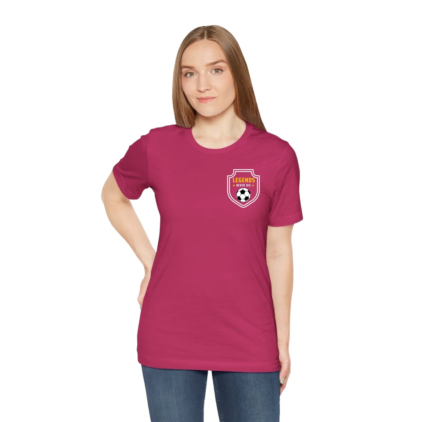 Unisex Jersey T-Shirt - Pink Front Seamless Front Lifestyle