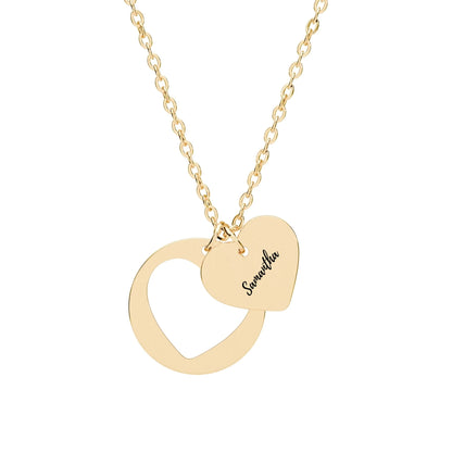 Heart Cutout Engraved Name Necklace - Gold Mockup