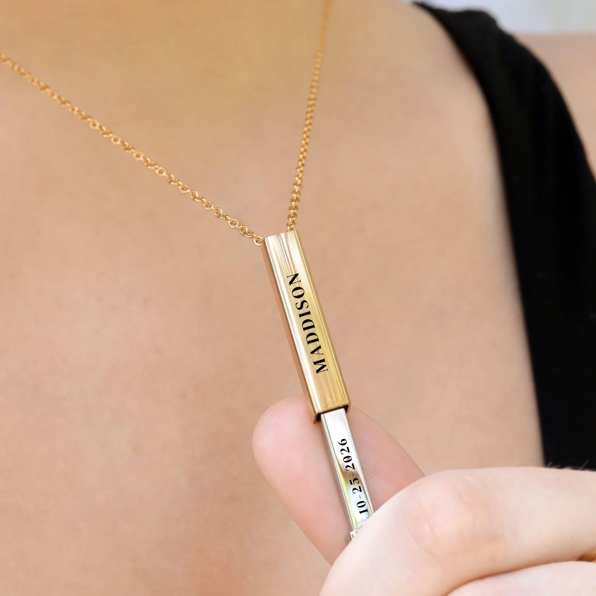 HiddenMessageSlidingBlankBarNecklace_Thumbnail_Person_Gold Lifestyle