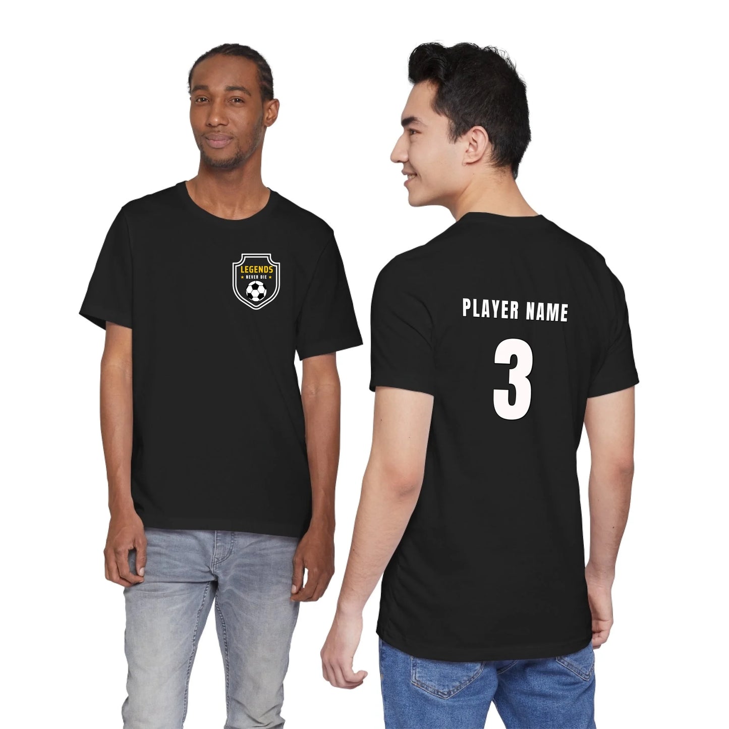 Unisex Jersey T-Shirt - Black Front Seamless Front Back