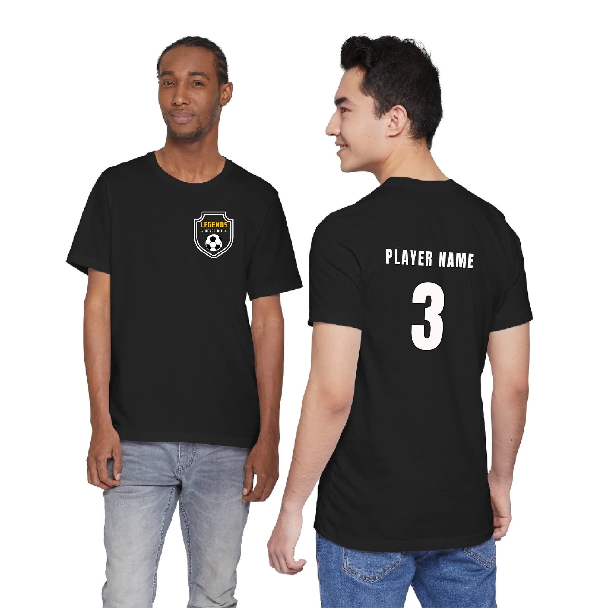 Unisex Jersey T-Shirt - Black Front Seamless Front Back
