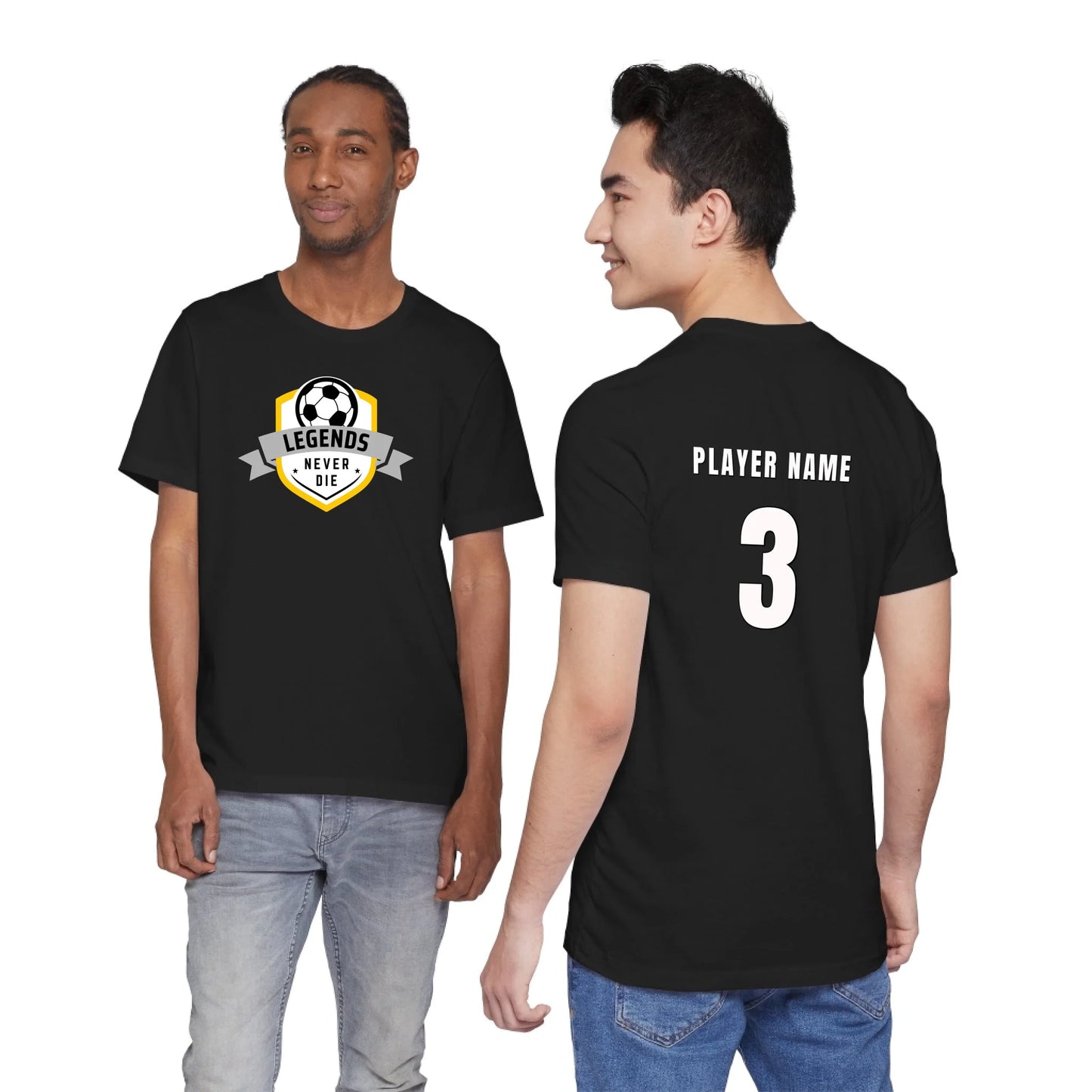Unisex Jersey T-Shirt - Black Front Seamless Front Back