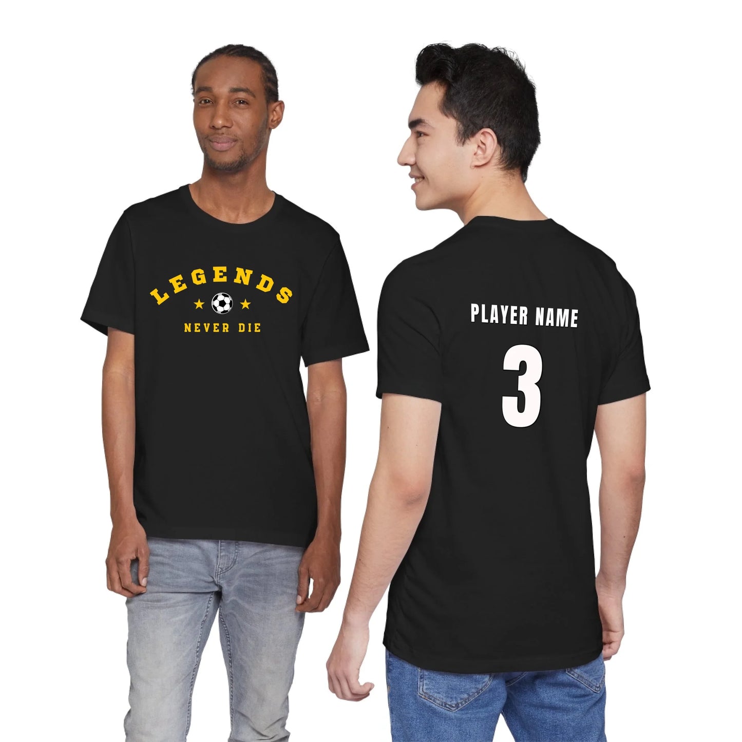 Unisex Jersey T-Shirt - Black Front Seamless Front Back