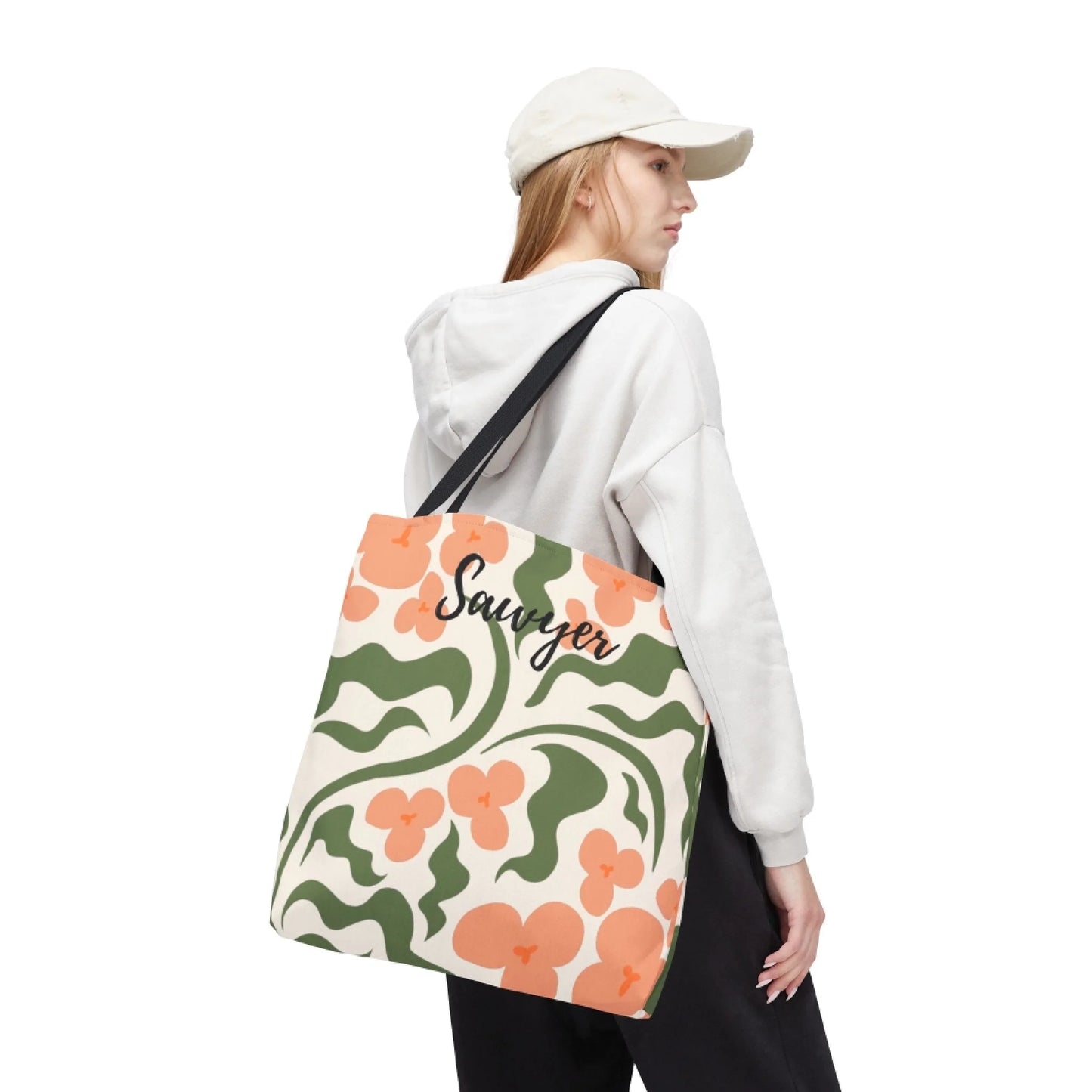 Impressionist Floral Name Tote Bag Enviro Profile 2