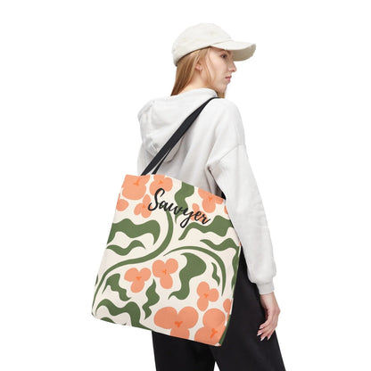 Impressionist Floral Name Tote Bag Enviro Profile 2