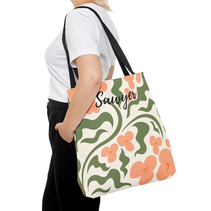 Impressionist Floral Name Tote Bag Enviro Profile