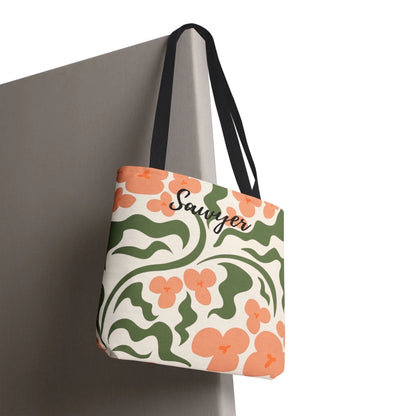 Impressionist Floral Name Tote Bag Enviro Hanging
