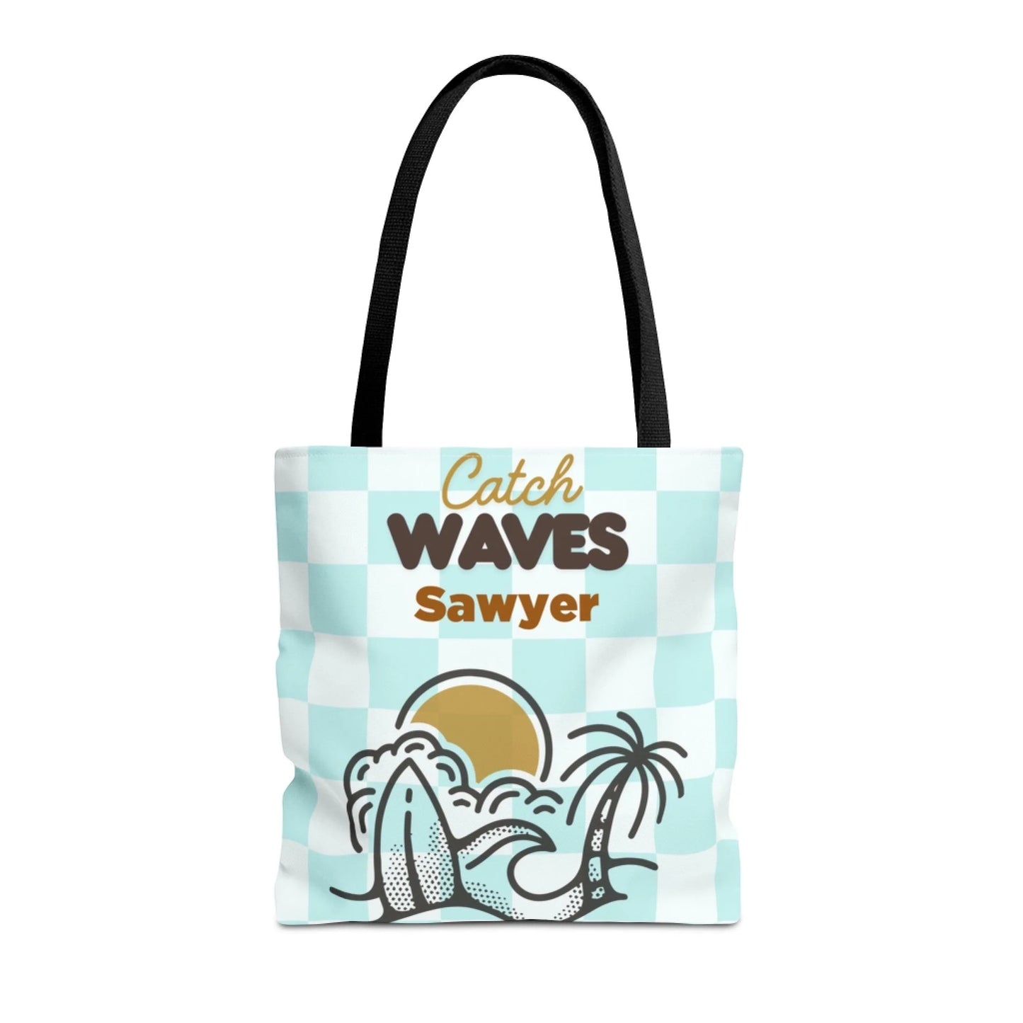 Catch Waves Name Tote Bag Seamless