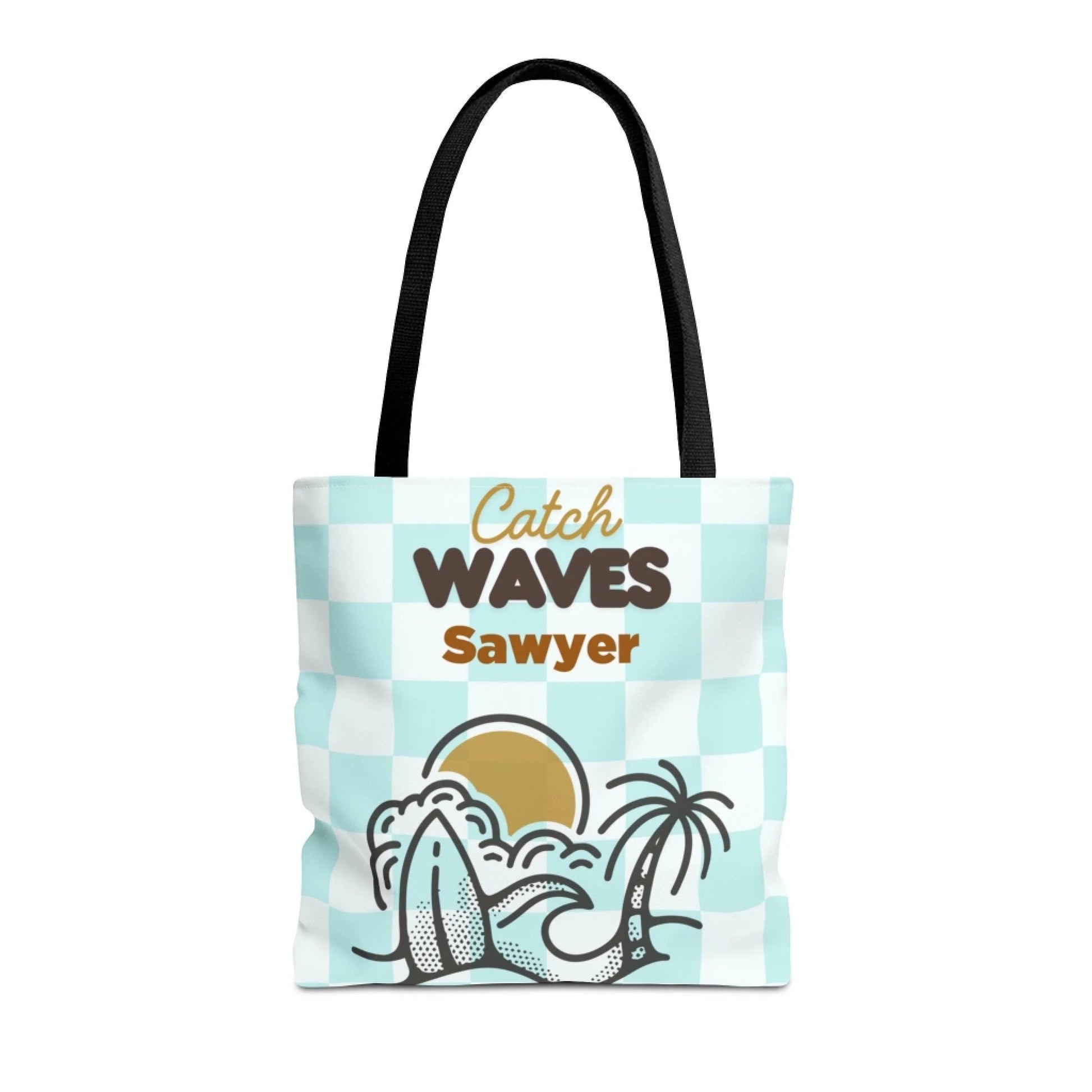Catch Waves Name Tote Bag Seamless