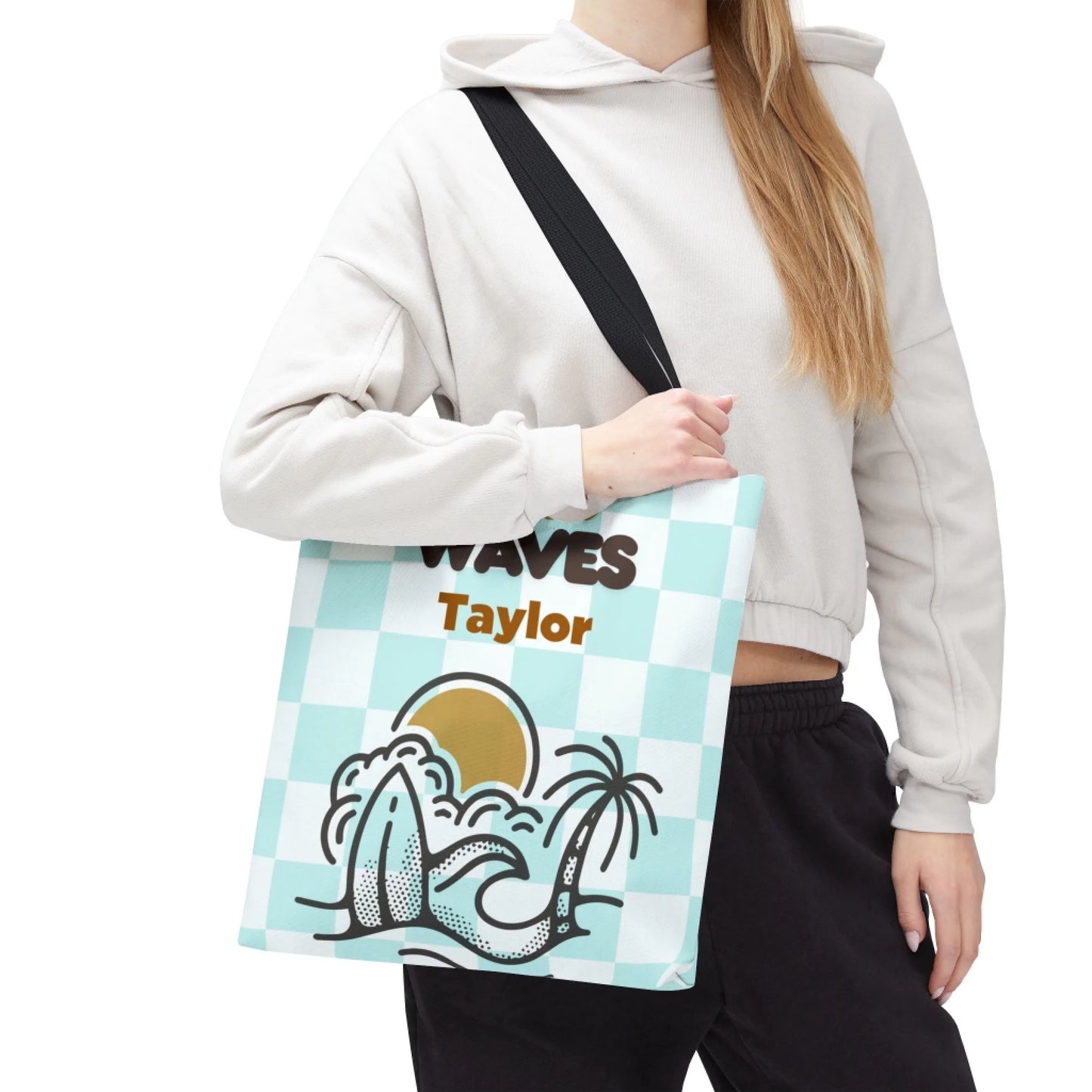 Catch Waves Name Tote Bag Enviro Front