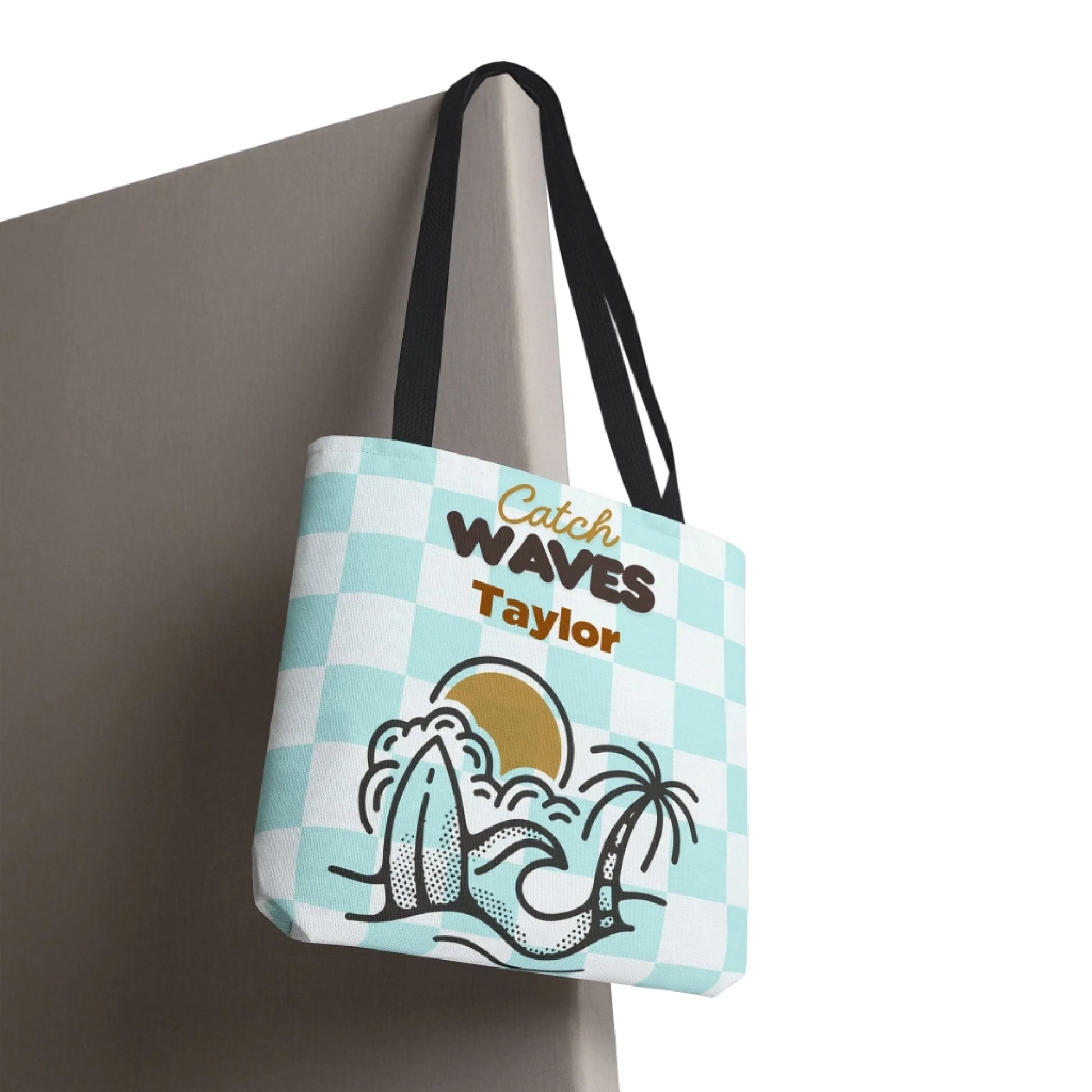 Catch Waves Name Tote Bag Enviro Hanging