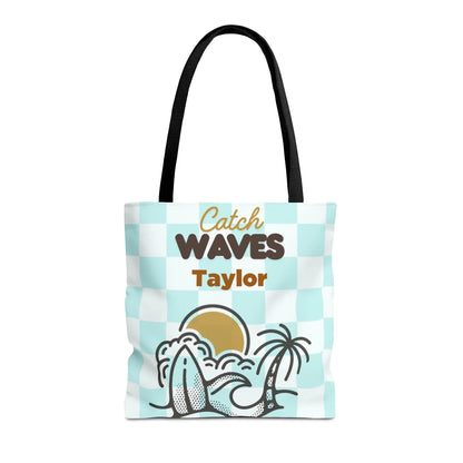 Catch Waves Name Tote Bag Seamless 2