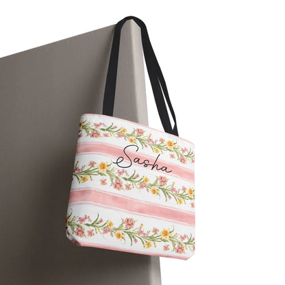Spring Garland Name Tote Bag 18x18 Hanging
