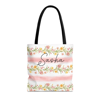 Spring Garland Name Tote Bag 16x16 Seamless