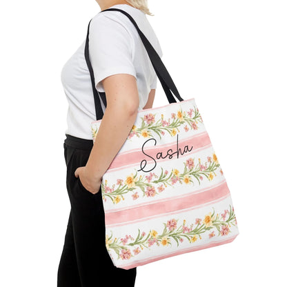 Spring Garland Name Tote Bag 18x18 Prfile