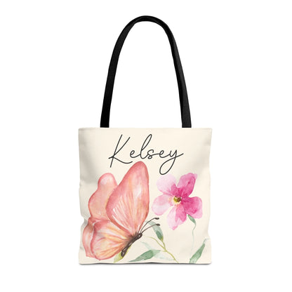 Butterfly Kisses Name Tote Bag Seamless